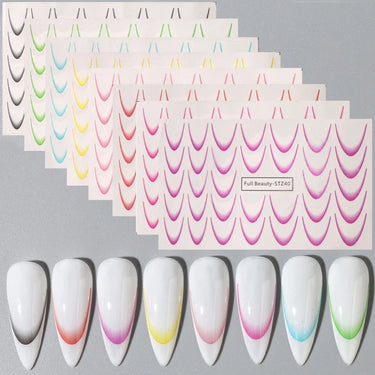 8pcs Gradient French Nail Art Stickers
